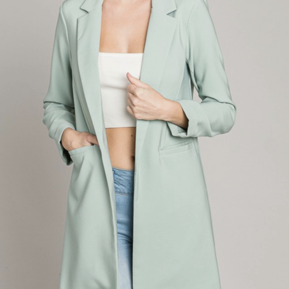 Zoom Meeting Lined Long Blazer Jacket-Blazers-Krush Kandy, Women's Online Fashion Boutique Located in Phoenix, Arizona (Scottsdale Area)