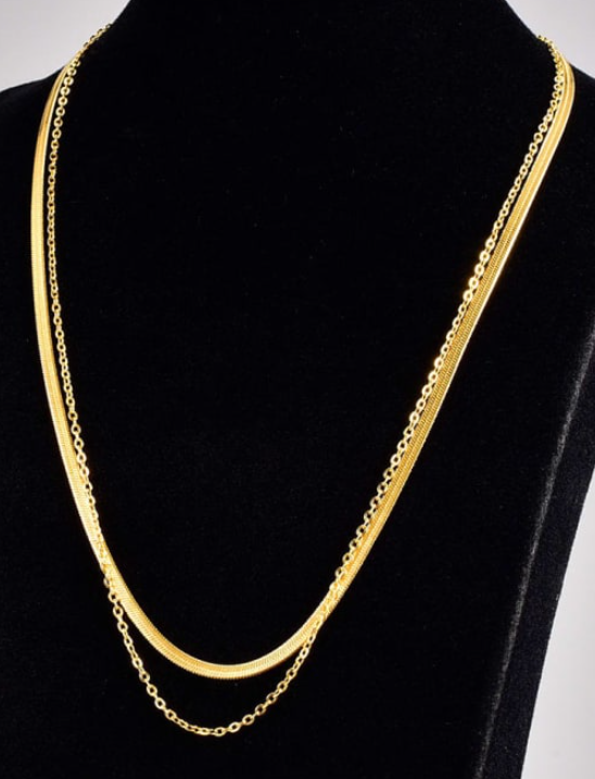 The Classic Snake Bone and Chain Gold Necklace-Necklaces-Krush Kandy, Women's Online Fashion Boutique Located in Phoenix, Arizona (Scottsdale Area)