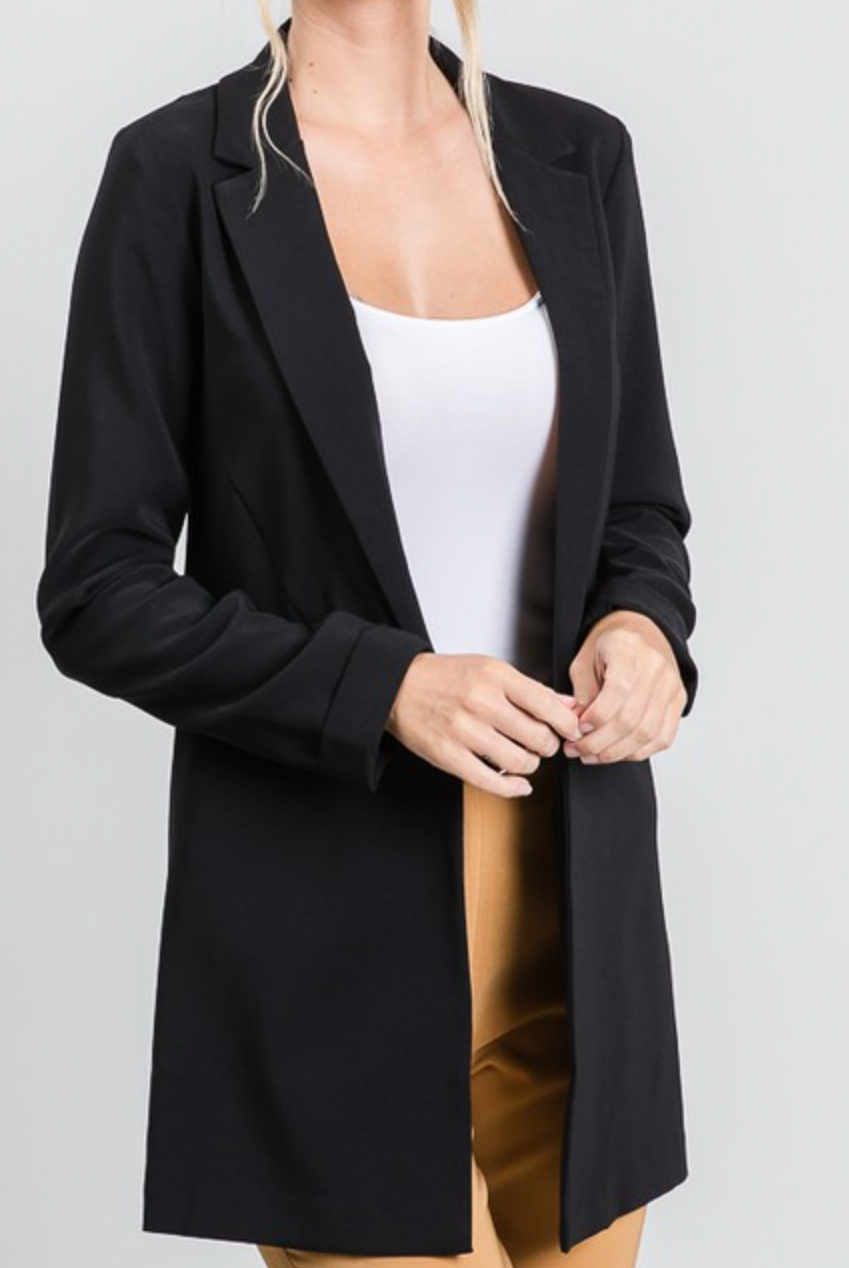 Zoom Meeting Lined Long Blazer Jacket-Blazers-Krush Kandy, Women's Online Fashion Boutique Located in Phoenix, Arizona (Scottsdale Area)