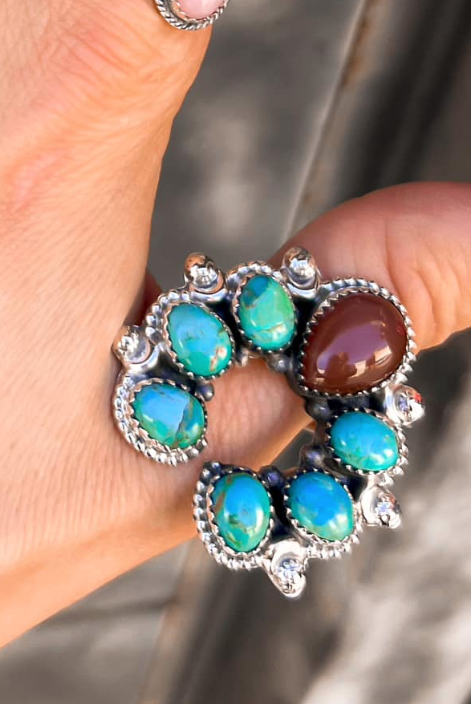Squash Blossom Horseshoe Ring-Cluster Rings-Krush Kandy, Women's Online Fashion Boutique Located in Phoenix, Arizona (Scottsdale Area)