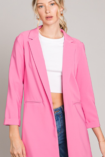 Zoom Meeting Lined Long Blazer Jacket-Blazers-Krush Kandy, Women's Online Fashion Boutique Located in Phoenix, Arizona (Scottsdale Area)