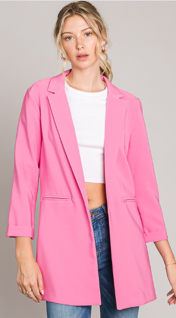 Zoom Meeting Lined Long Blazer Jacket-Blazers-Krush Kandy, Women's Online Fashion Boutique Located in Phoenix, Arizona (Scottsdale Area)