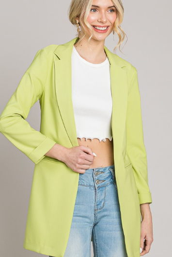 Zoom Meeting Lined Long Blazer Jacket-Blazers-Krush Kandy, Women's Online Fashion Boutique Located in Phoenix, Arizona (Scottsdale Area)
