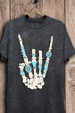 Skeleton Rock Hand Sign Graphic Top-Graphic Tees-Krush Kandy, Women's Online Fashion Boutique Located in Phoenix, Arizona (Scottsdale Area)