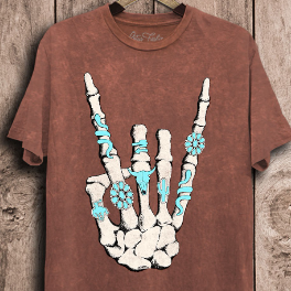 Skeleton Rock Hand Sign Graphic Top-Graphic Tees-Krush Kandy, Women's Online Fashion Boutique Located in Phoenix, Arizona (Scottsdale Area)