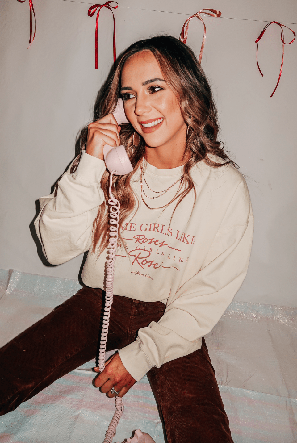 Some Girls Like Roses Sweatshirt-Krush Kandy, Women's Online Fashion Boutique Located in Phoenix, Arizona (Scottsdale Area)