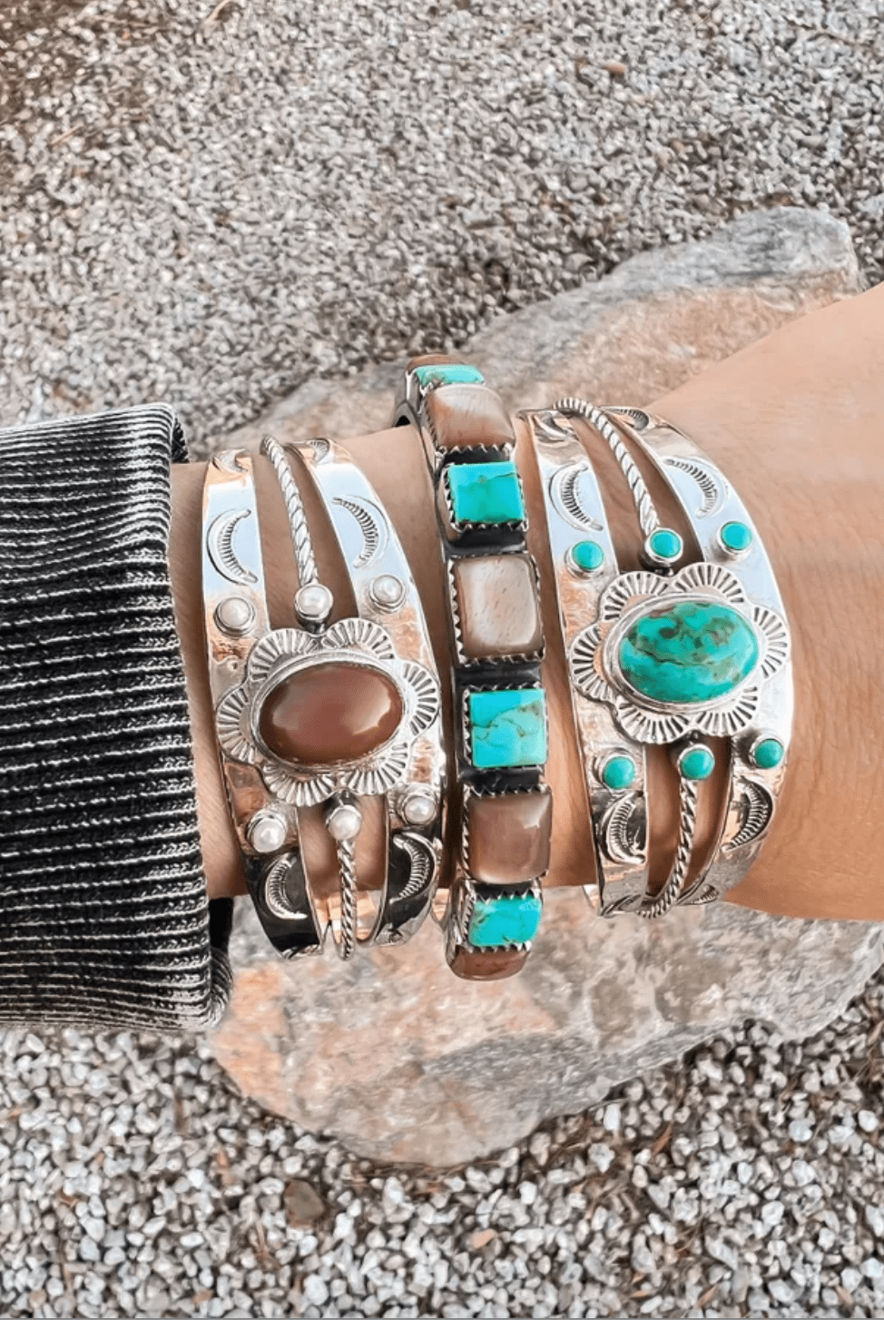 Stagecoach Sterling Silver Stone Cuff-Cuffs-Krush Kandy, Women's Online Fashion Boutique Located in Phoenix, Arizona (Scottsdale Area)