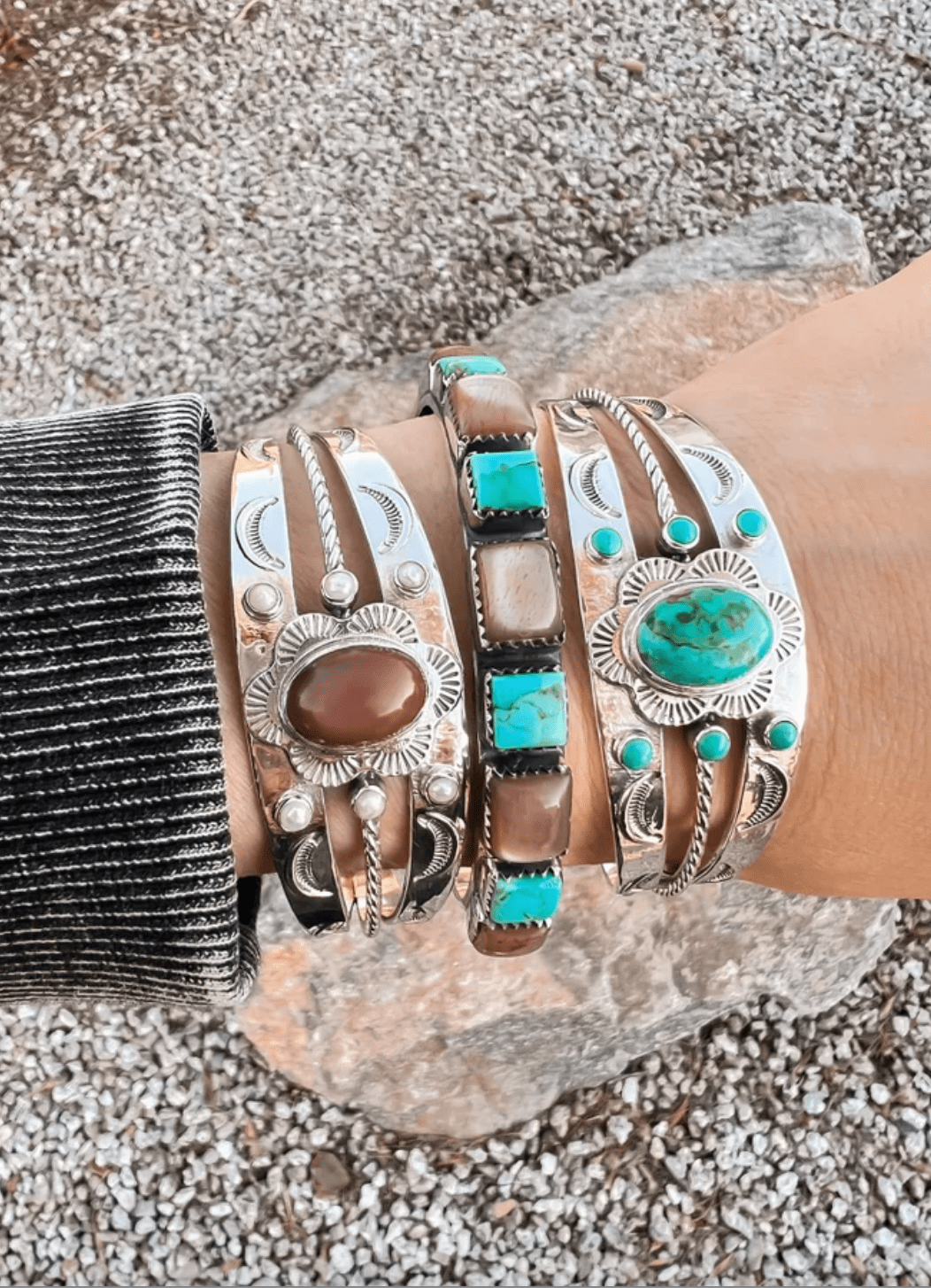 Stagecoach Sterling Silver Stone Cuff-Cuffs-Krush Kandy, Women's Online Fashion Boutique Located in Phoenix, Arizona (Scottsdale Area)