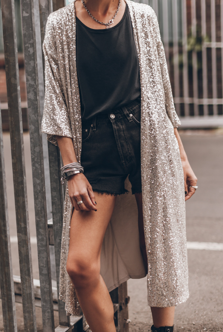 Sparkle Sequin Duster Kimono Cardigan-Kimonos-Krush Kandy, Women's Online Fashion Boutique Located in Phoenix, Arizona (Scottsdale Area)