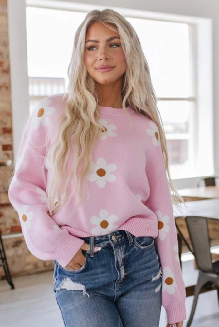 Sweet Daisy Sweater-Sweaters-Krush Kandy, Women's Online Fashion Boutique Located in Phoenix, Arizona (Scottsdale Area)
