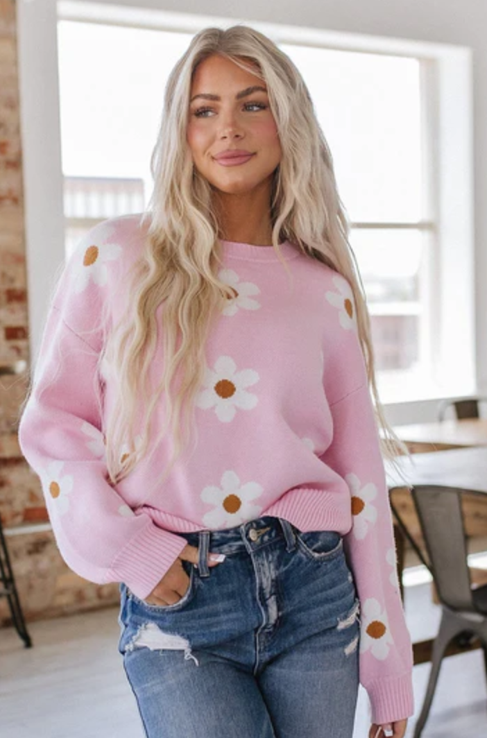 Sweet Daisy Sweater-Sweaters-Krush Kandy, Women's Online Fashion Boutique Located in Phoenix, Arizona (Scottsdale Area)
