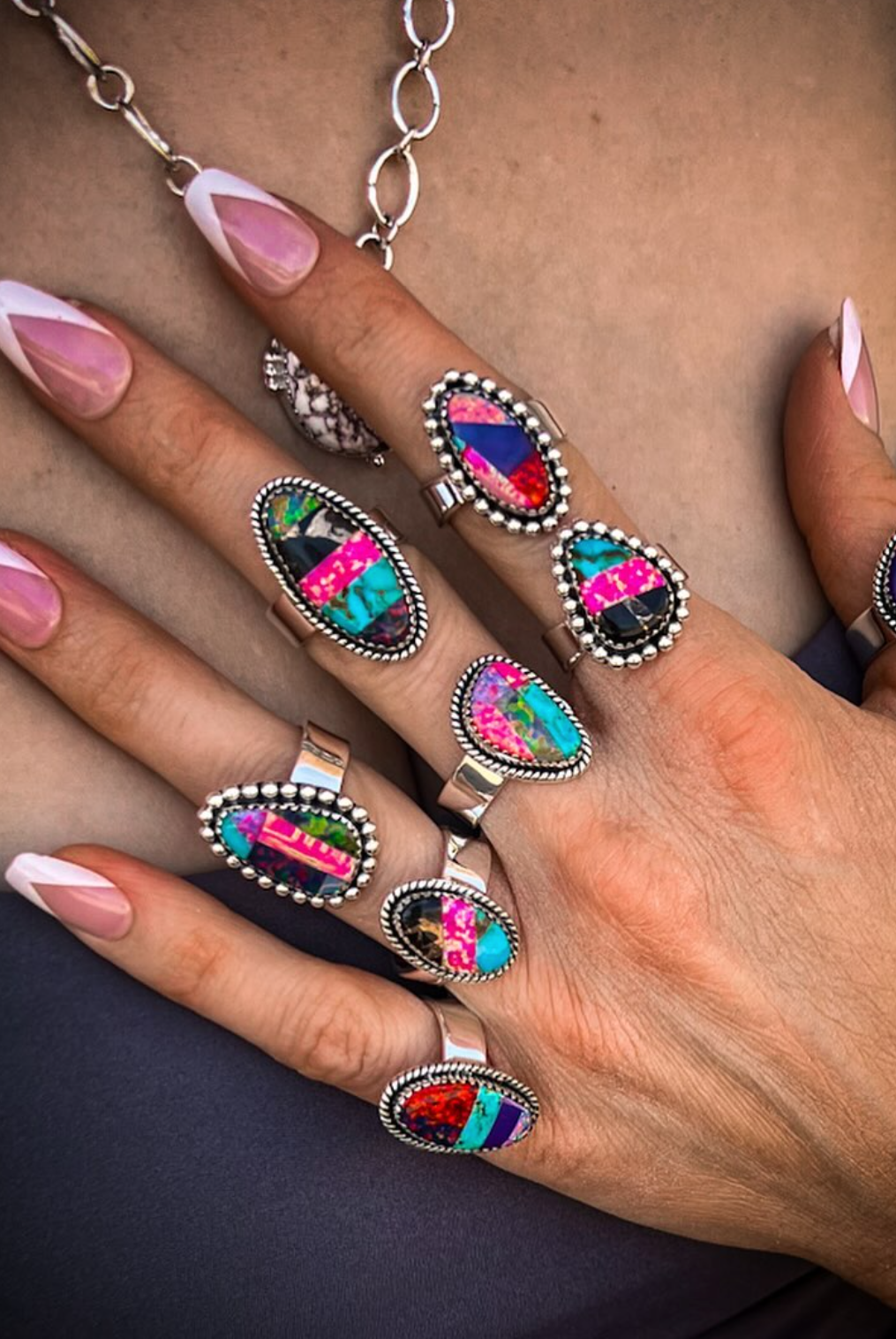 Turquoise & Opal Stone Sterling Silver Ring-Statement Rings-Krush Kandy, Women's Online Fashion Boutique Located in Phoenix, Arizona (Scottsdale Area)