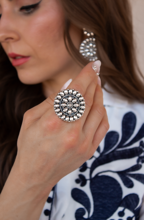 Sterling Silver Concho Ring | By KKB-Cluster Rings-Krush Kandy, Women's Online Fashion Boutique Located in Phoenix, Arizona (Scottsdale Area)