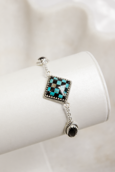 Checkered Stone Bracelet | Krush Kouture-Chain Bracelets-Krush Kandy, Women's Online Fashion Boutique Located in Phoenix, Arizona (Scottsdale Area)