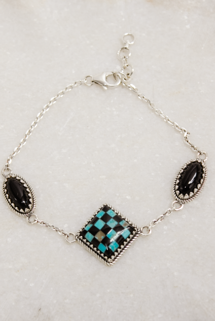 Checkered Stone Bracelet | Krush Kouture-Chain Bracelets-Krush Kandy, Women's Online Fashion Boutique Located in Phoenix, Arizona (Scottsdale Area)