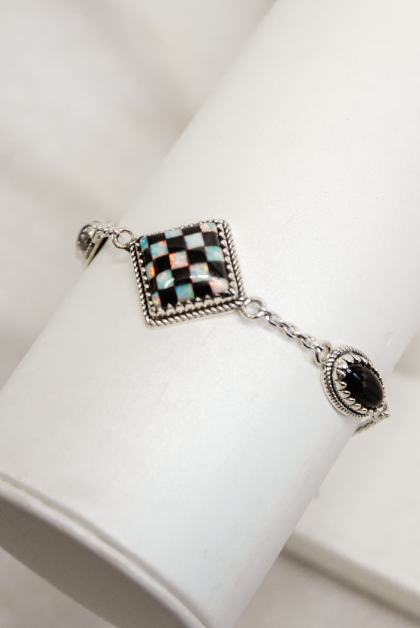 Checkered Stone Bracelet | Krush Kouture-Chain Bracelets-Krush Kandy, Women's Online Fashion Boutique Located in Phoenix, Arizona (Scottsdale Area)