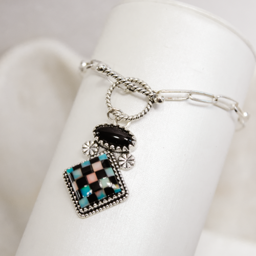 Checkmate Stone Dangle Bracelet-Chain Bracelets-Krush Kandy, Women's Online Fashion Boutique Located in Phoenix, Arizona (Scottsdale Area)