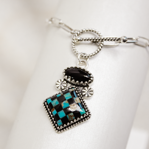 Checkmate Stone Dangle Bracelet-Chain Bracelets-Krush Kandy, Women's Online Fashion Boutique Located in Phoenix, Arizona (Scottsdale Area)