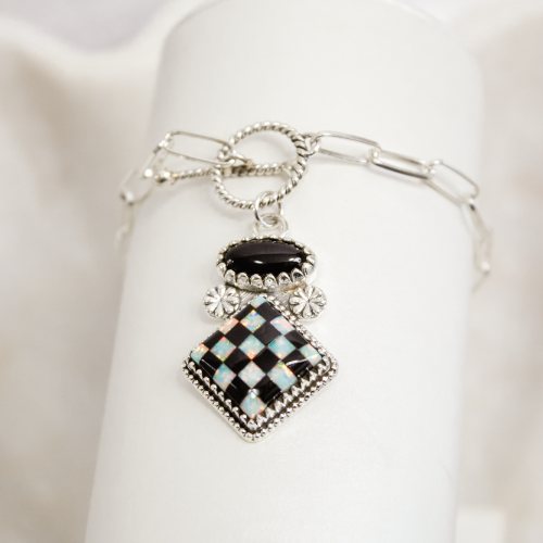 Checkmate Stone Dangle Bracelet-Chain Bracelets-Krush Kandy, Women's Online Fashion Boutique Located in Phoenix, Arizona (Scottsdale Area)