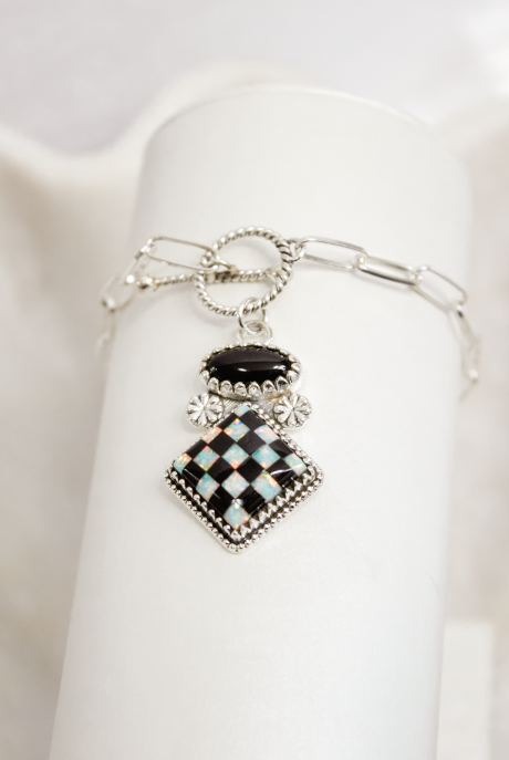 Checkmate Stone Dangle Bracelet-Chain Bracelets-Krush Kandy, Women's Online Fashion Boutique Located in Phoenix, Arizona (Scottsdale Area)