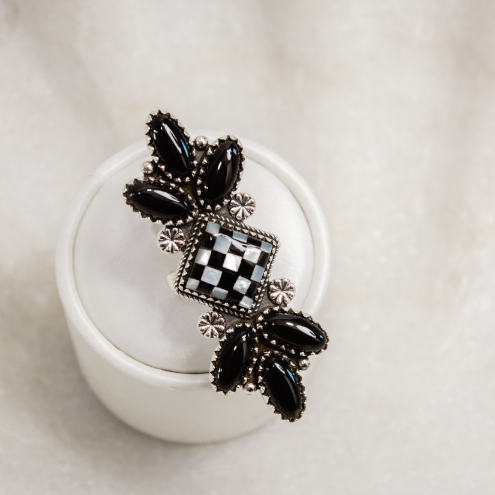 Petal & Stone Checkered Cluster-Cluster Rings-Krush Kandy, Women's Online Fashion Boutique Located in Phoenix, Arizona (Scottsdale Area)