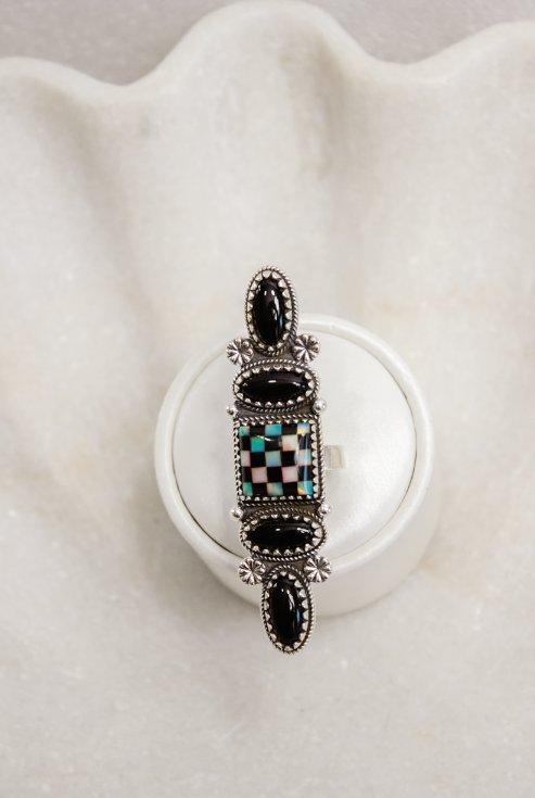 Queens Move Checkered Ring-Cluster Rings-Krush Kandy, Women's Online Fashion Boutique Located in Phoenix, Arizona (Scottsdale Area)