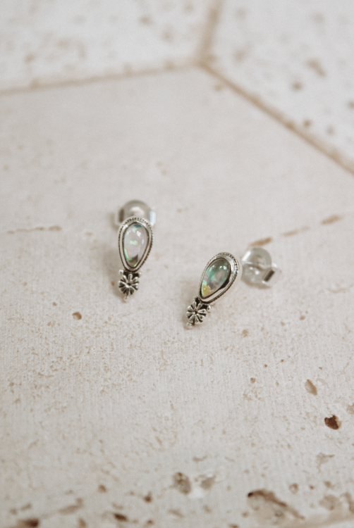 Tiny Stone Concho Stud Earrings-Stud Earrings-Krush Kandy, Women's Online Fashion Boutique Located in Phoenix, Arizona (Scottsdale Area)