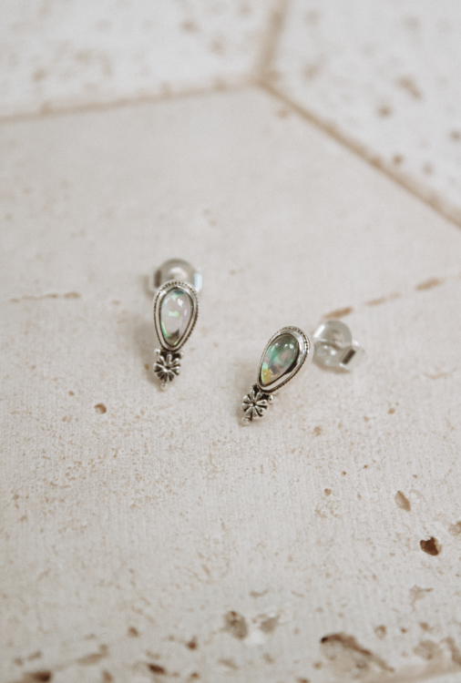 Tiny Stone Concho Stud Earrings-Stud Earrings-Krush Kandy, Women's Online Fashion Boutique Located in Phoenix, Arizona (Scottsdale Area)