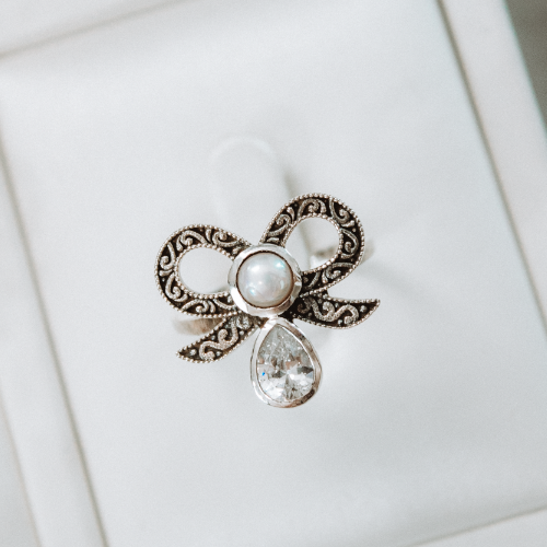 Stone Drop Bow Ring-Cluster Rings-Krush Kandy, Women's Online Fashion Boutique Located in Phoenix, Arizona (Scottsdale Area)