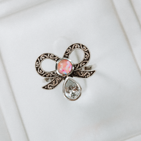 Stone Drop Bow Ring-Cluster Rings-Krush Kandy, Women's Online Fashion Boutique Located in Phoenix, Arizona (Scottsdale Area)