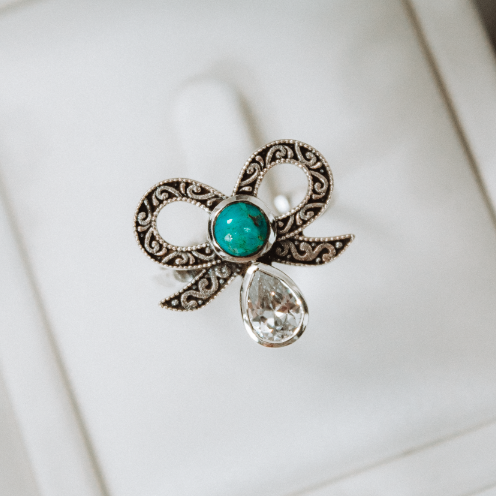 Stone Drop Bow Ring-Cluster Rings-Krush Kandy, Women's Online Fashion Boutique Located in Phoenix, Arizona (Scottsdale Area)