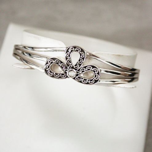 Simple Statement Sterling Bow Cuff-Chain Bracelets-Krush Kandy, Women's Online Fashion Boutique Located in Phoenix, Arizona (Scottsdale Area)