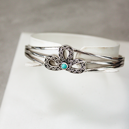 Simple Statement Sterling Bow Cuff-Chain Bracelets-Krush Kandy, Women's Online Fashion Boutique Located in Phoenix, Arizona (Scottsdale Area)