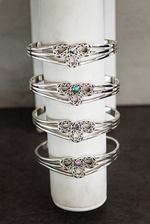Simple Statement Sterling Bow Cuff-Chain Bracelets-Krush Kandy, Women's Online Fashion Boutique Located in Phoenix, Arizona (Scottsdale Area)