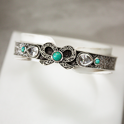 Dixie's Sterling Bow Cuff-Chain Bracelets-Krush Kandy, Women's Online Fashion Boutique Located in Phoenix, Arizona (Scottsdale Area)