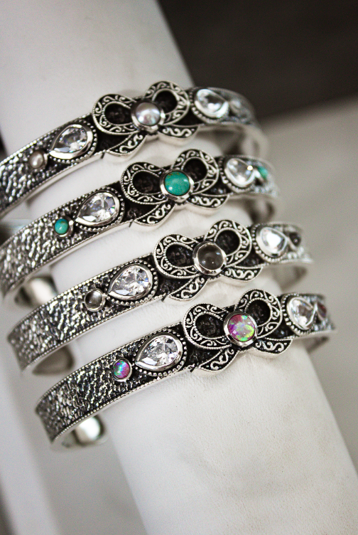 Dixie's Sterling Bow Cuff-Chain Bracelets-Krush Kandy, Women's Online Fashion Boutique Located in Phoenix, Arizona (Scottsdale Area)