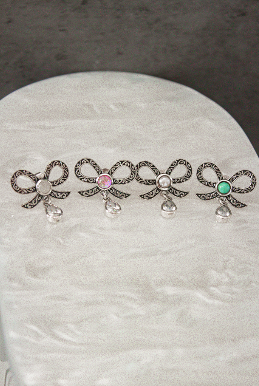 Stone Drop Bow Stud Earrings-Stud Earrings-Krush Kandy, Women's Online Fashion Boutique Located in Phoenix, Arizona (Scottsdale Area)