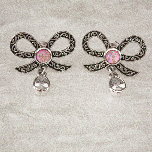 Stone Drop Bow Stud Earrings-Stud Earrings-Krush Kandy, Women's Online Fashion Boutique Located in Phoenix, Arizona (Scottsdale Area)