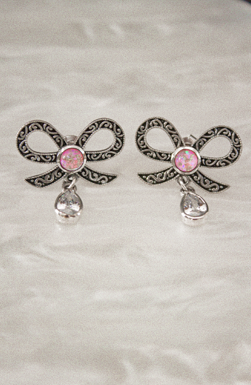 Stone Drop Bow Stud Earrings-Stud Earrings-Krush Kandy, Women's Online Fashion Boutique Located in Phoenix, Arizona (Scottsdale Area)