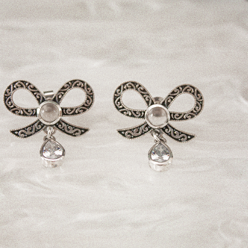 Stone Drop Bow Stud Earrings-Stud Earrings-Krush Kandy, Women's Online Fashion Boutique Located in Phoenix, Arizona (Scottsdale Area)