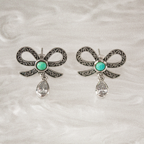 Stone Drop Bow Stud Earrings-Stud Earrings-Krush Kandy, Women's Online Fashion Boutique Located in Phoenix, Arizona (Scottsdale Area)