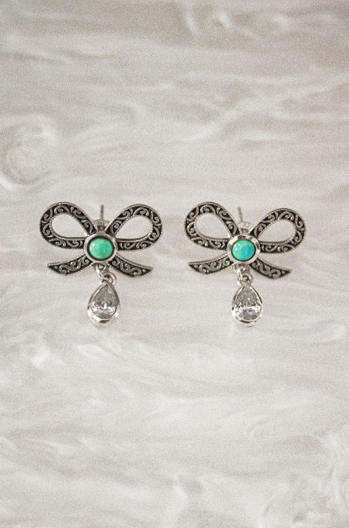 Stone Drop Bow Stud Earrings-Stud Earrings-Krush Kandy, Women's Online Fashion Boutique Located in Phoenix, Arizona (Scottsdale Area)