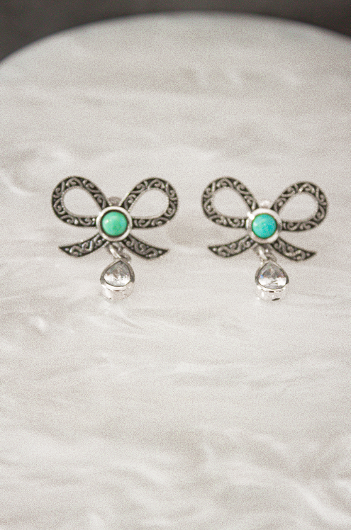 Stone Drop Bow Stud Earrings-Stud Earrings-Krush Kandy, Women's Online Fashion Boutique Located in Phoenix, Arizona (Scottsdale Area)