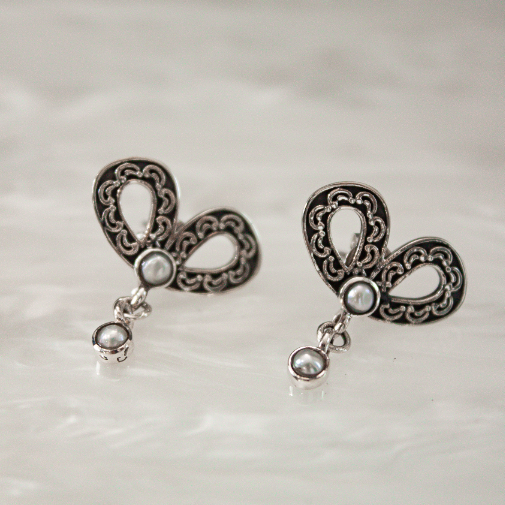 Dangle Stone Stud Bow Earrings-Stud Earrings-Krush Kandy, Women's Online Fashion Boutique Located in Phoenix, Arizona (Scottsdale Area)