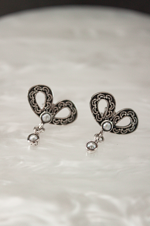 Dangle Stone Stud Bow Earrings-Stud Earrings-Krush Kandy, Women's Online Fashion Boutique Located in Phoenix, Arizona (Scottsdale Area)