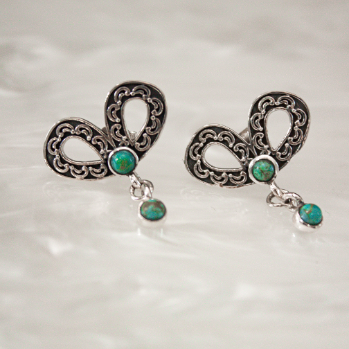 Dangle Stone Stud Bow Earrings-Stud Earrings-Krush Kandy, Women's Online Fashion Boutique Located in Phoenix, Arizona (Scottsdale Area)