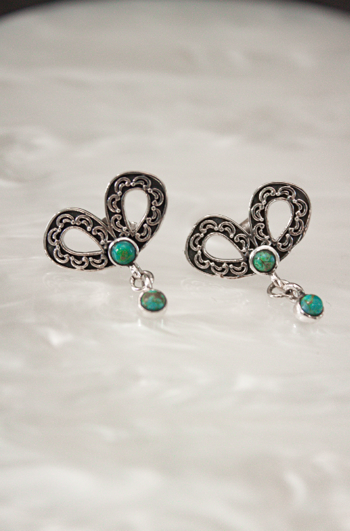 Dangle Stone Stud Bow Earrings-Stud Earrings-Krush Kandy, Women's Online Fashion Boutique Located in Phoenix, Arizona (Scottsdale Area)