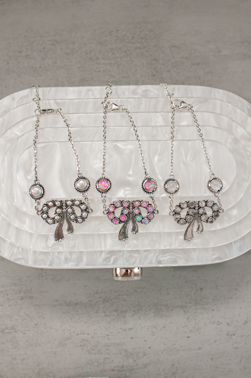 Stone Serenade Bow Bracelet-Chain Bracelets-Krush Kandy, Women's Online Fashion Boutique Located in Phoenix, Arizona (Scottsdale Area)