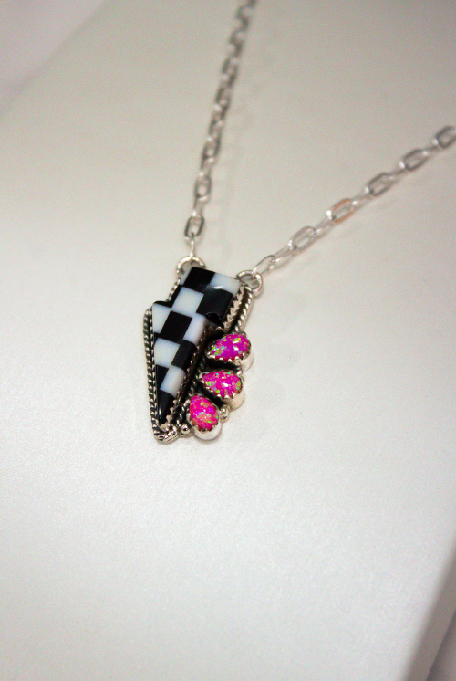 Checkered Lightning Bolt Stone Cluster Necklace MADE TO ORDER-Chain Necklaces-Krush Kandy, Women's Online Fashion Boutique Located in Phoenix, Arizona (Scottsdale Area)