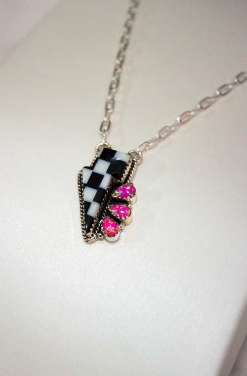 Checkered Lightning Bolt Stone Cluster Necklace MADE TO ORDER-Chain Necklaces-Krush Kandy, Women's Online Fashion Boutique Located in Phoenix, Arizona (Scottsdale Area)